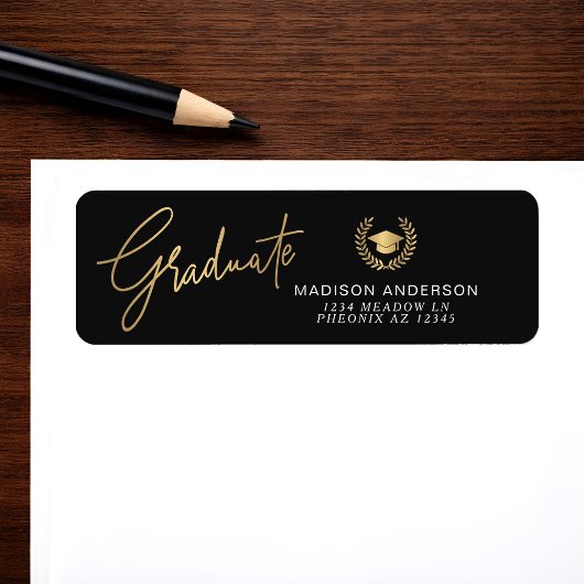 Gold Modern Script Simple Graduation  Etiket
