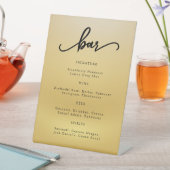 Gold Modern Script Wedding Cocktail Bar Reclamebord Met Voetstuk (Insitu)