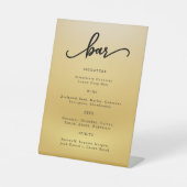 Gold Modern Script Wedding Cocktail Bar Reclamebord Met Voetstuk (Voorkant)