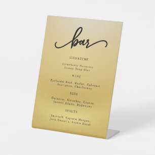 Gold Modern Script Wedding Cocktail Bar Reclamebord Met Voetstuk