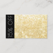 Gold Modern Shimmer en Sparkle Discount 15%-kaart Visitekaartje (Voorkant)