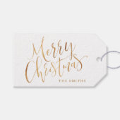 Gold Modern Simple Calligraphy Merry Kerstry Cadeaulabel (Voorkant (Horizontaal))