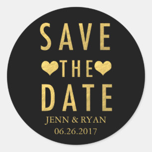 Gold Modern Simple Save the Date Ronde Sticker