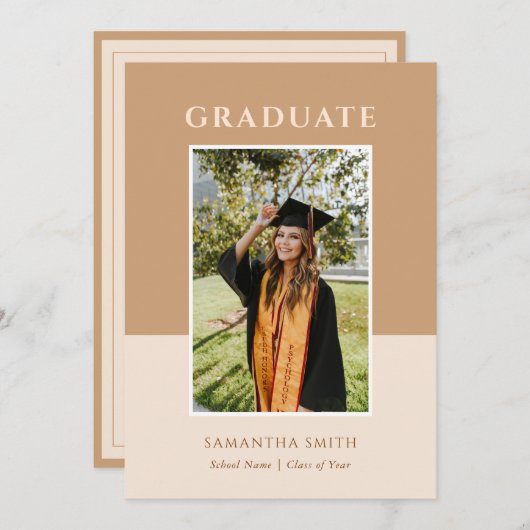 Gold Modern Simple Typography Photo Afstuderen Kaart (Voorkant / Achterkant)