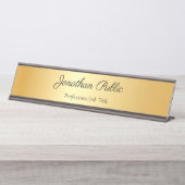 Gold Modern Sjabloon Elegant Calligraphic Name Bureau Naambordje (Voorkant)