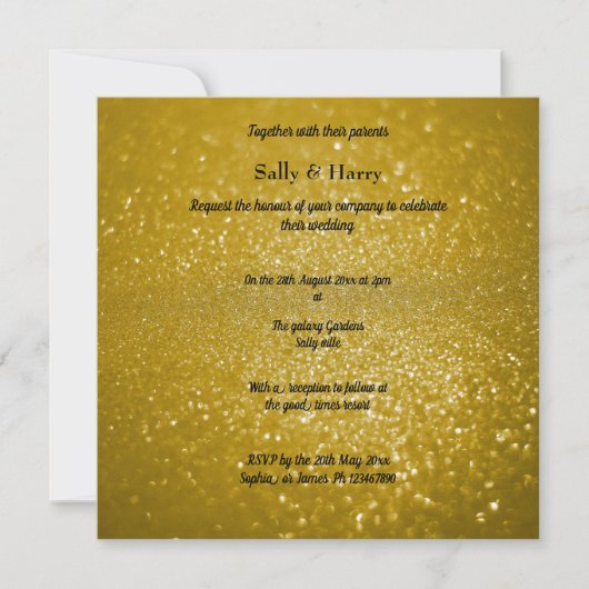 Gold Modern Sparkle Crystals Wedding Kaart (Voorkant)