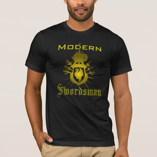 Gold Modern Sword Dragon Crest T-Shirt (Voorkant)