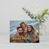 Gold Modern-tekst en foto's | Joyous Hanukkah Folie Feestdagen Briefkaart (Staand Voorkant)
