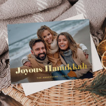Gold Modern-tekst en foto's | Joyous Hanukkah