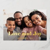 Gold Modern-tekst en foto's | Liefde en Joy Folie Feestdagenkaart (Voorkant)