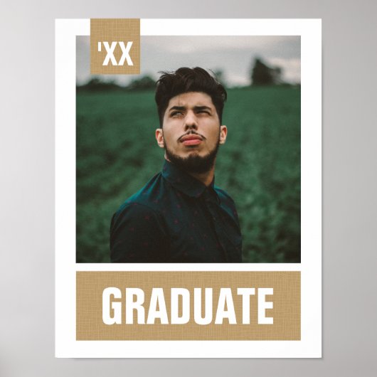 Gold Modern Textured Photo Afstuderen Poster (Voorkant)