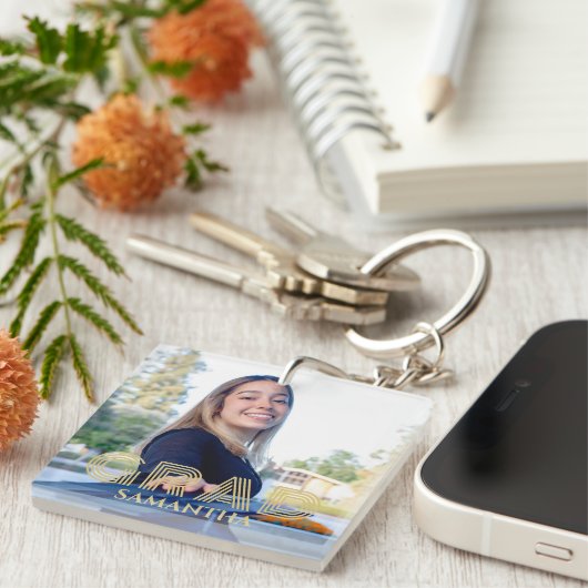 Gold Modern & Trendy Afstuderen aangekondigd Sleutelhanger (Voorkant Rechts)