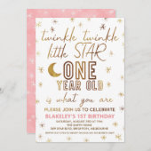 Gold Modern Twinkle Little Star Birthday  Kaart (Voorkant / Achterkant)