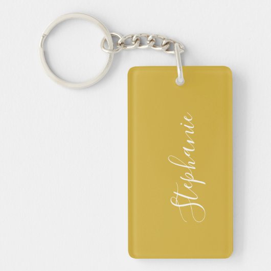 Gold Modern-typografie, gepersonaliseerde sleutelh Sleutelhanger (Voorkant)