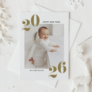 Gold Modern Typografie Happy Nieuwjaar 2022 Foto Feestdagenkaart