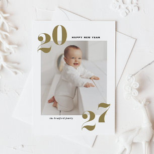 Gold Modern Typografie Happy Nieuwjaar 2022 Foto Feestdagenkaart