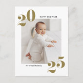Gold Modern Typografie Happy Nieuwjaar 2022 Foto Feestdagenkaart (Voorkant)