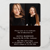 Gold Modern Typography 3 Fotocollage Afstuderen Folie Uitnodiging (Achterkant)