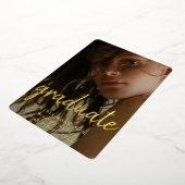 Gold Modern Typography 3 Fotocollage Afstuderen Folie Uitnodiging (Gedraaid)