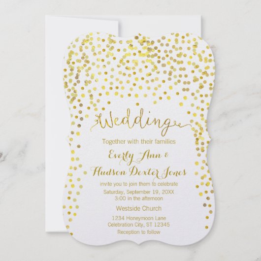 Gold Modern Typography Wedding Invitation Kaart (Voorkant)