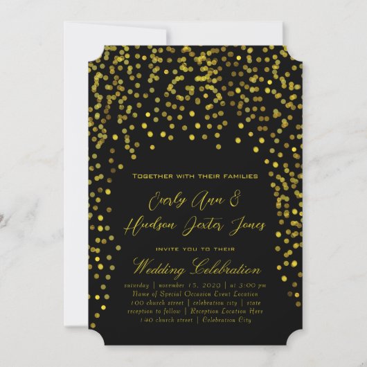 Gold  Modern Typography Wedding Invitation Kaart (Voorkant)