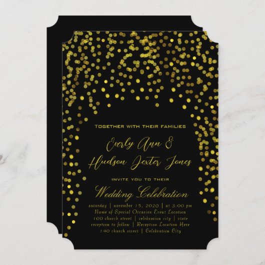 Gold  Modern Typography Wedding Invitation Kaart (Voorkant / Achterkant)