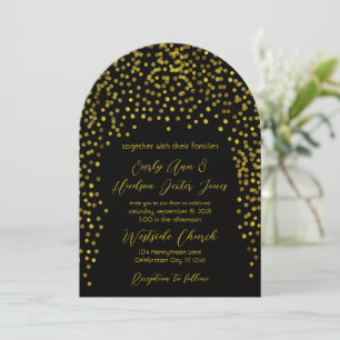 Gold  Modern Typography Wedding Invitation Kaart