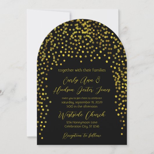 Gold  Modern Typography Wedding Invitation Kaart (Voorkant)