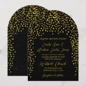 Gold  Modern Typography Wedding Invitation Kaart (Voorkant / Achterkant)