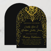 Gold  Modern Typography Wedding Invitation Kaart (Voorkant / Achterkant)