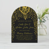 Gold  Modern Typography Wedding Invitation Kaart (Staand voorkant)