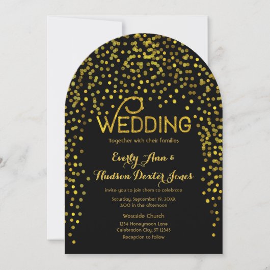 Gold  Modern Typography Wedding Invitation Kaart (Voorkant)