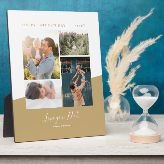 Gold Modern Vaderdag gift Foto Collage Plaque Fotoplaat (Zijkant)