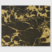 Gold Molten Abstracte metallische zwarte marmer Cadeaupapier (Vlak)