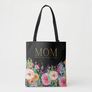 Gold MOM - Aangepast Vivid Floral MOEDERDAG Tote Bag