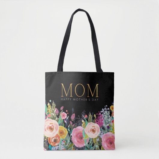 Gold MOM - Aangepast | Vivid Floral | MOEDERDAG | Tote Bag (Voorkant)