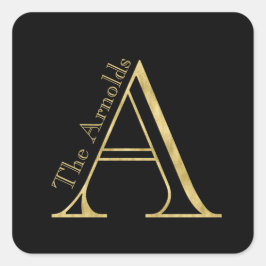 Gold Monogram A en naam op elke kleur Vierkante Sticker