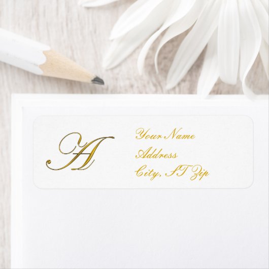Gold Monogram A Return Address Labels (Insitu)