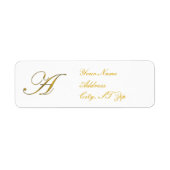 Gold Monogram A Return Address Labels (Voorkant)