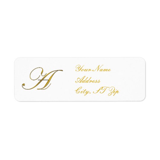 Gold Monogram A Return Address Labels (Voorkant)
