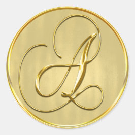 Gold Monogram A Seal Wedding Invitation Holiday Ronde Sticker