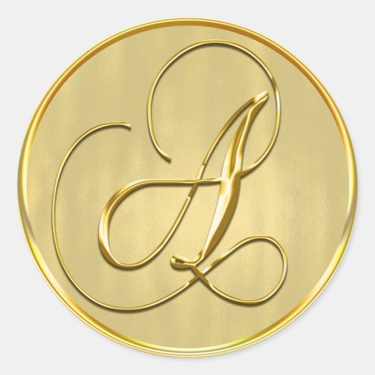 Gold Monogram A Seal Wedding Invitation Holiday Ronde Sticker (Voorkant)