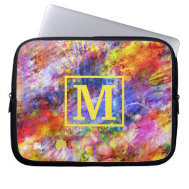 Gold Monogram Abstract Kunstontwerp Laptop Sleeve