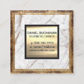 Gold Monogram | ANTIEK LIJST | Witte marmer Vierkante Visitekaartje (Achterkant)