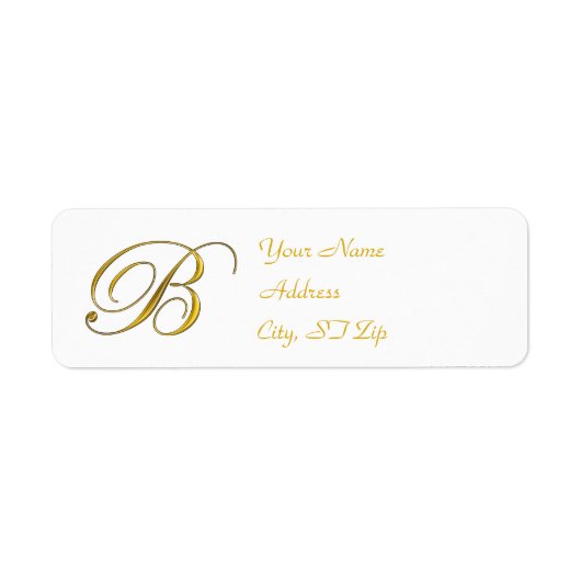 Gold Monogram B retouradreslabels Etiket (Voorkant)