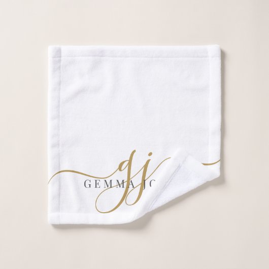 Gold Monogram Bad Handdoek (Wasdoekje)
