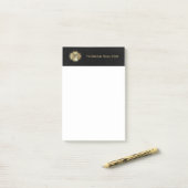 Gold Monogram Black Leather Look Elegant Post-it® Notes (Op bureau)