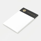 Gold Monogram Black Leather Look Elegant Post-it® Notes (Schuin)