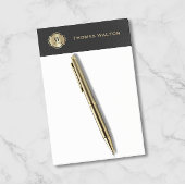 Gold Monogram Black Leather Look Elegant Post-it® Notes