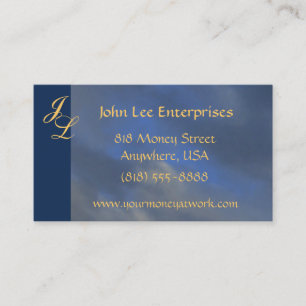 Gold Monogram Blue Sky Elegant Visitekaartje